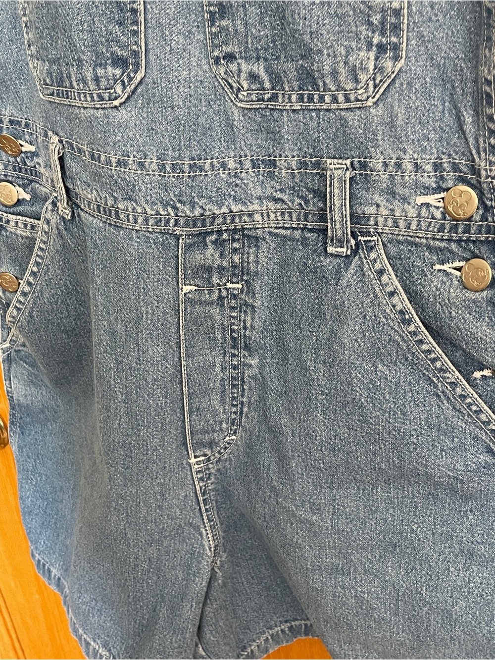 Disney Blue Denim Short Overalls with Mickey & Friends Embroidery - Picture 5 of 14